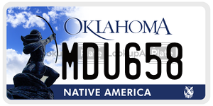 MDU658 license plate in Oklahoma