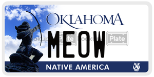 MEOW license plate in Oklahoma