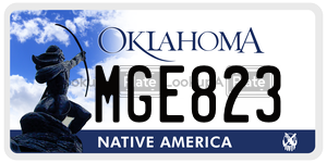 MGE823 license plate in Oklahoma