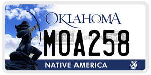 MOA258  license plate in OK