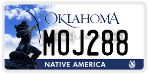 MOJ288  license plate in OK