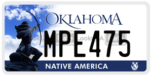 MPE475  license plate in OK