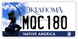 MQC180  license plate in OK