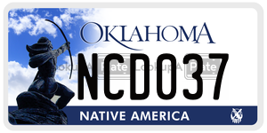 NCD037  license plate in OK