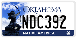 NDC392 license plate in Oklahoma
