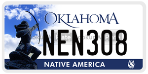 NEN308  license plate in OK