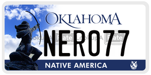 NER077  license plate in OK