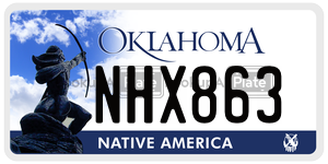 NHX863  license plate in OK