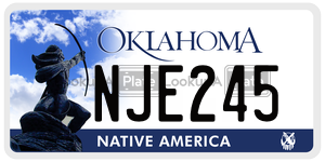 NJE245  license plate in OK