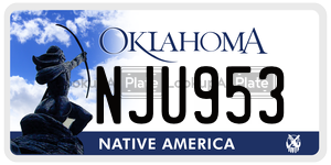 NJU953 license plate in Oklahoma
