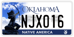 NJX016  license plate in OK