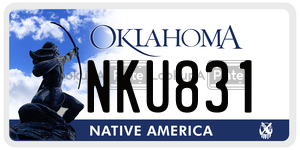 NKU831  license plate in OK