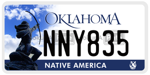 NNY835  license plate in OK