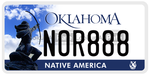 NOR888 license plate in Oklahoma