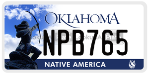 NPB765  license plate in OK
