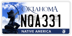 NQA331  license plate in OK