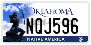 NQJ596  license plate in OK