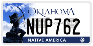 NUP762  license plate in OK