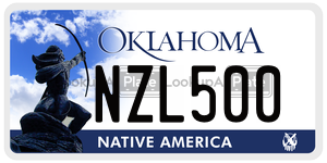 NZL500  license plate in OK