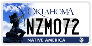 NZM072  license plate in OK