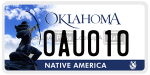 OAU010  license plate in OK