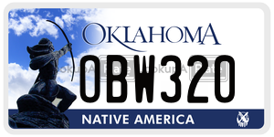OBW320 license plate in Oklahoma
