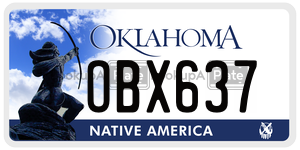 OBX637  license plate in OK