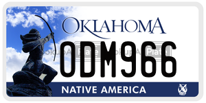 ODM966  license plate in OK