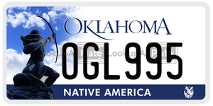 OGL995 license plate in Oklahoma