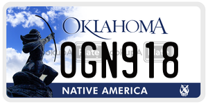 OGN918 license plate in Oklahoma