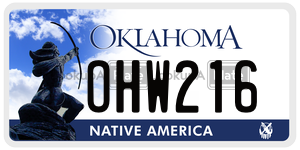 OHW216  license plate in OK