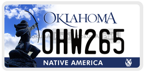 OHW265  license plate in OK