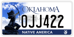 OJJ422  license plate in OK