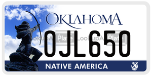 OJL650  license plate in OK