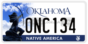 ONC134  license plate in OK