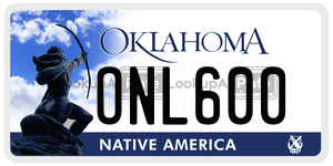 ONL600 license plate in Oklahoma