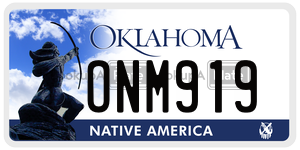 ONM919  license plate in OK