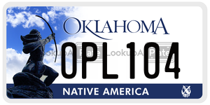 OPL104  license plate in OK