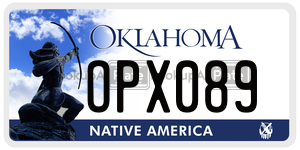 OPX089  license plate in OK