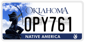 OPY761 license plate in Oklahoma
