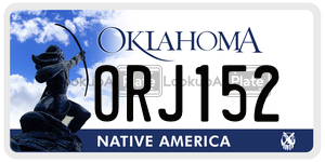 ORJ152 license plate in Oklahoma