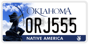 ORJ555 license plate in Oklahoma