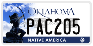 PAC205  license plate in OK