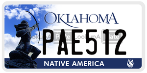 PAE512 license plate in Oklahoma