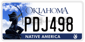PDJ498 license plate in Oklahoma