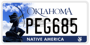 PEG685  license plate in OK