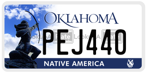 PEJ440 license plate in Oklahoma