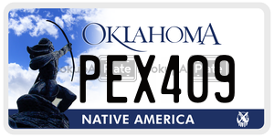 PEX409 license plate in Oklahoma