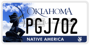 PGJ702  license plate in OK