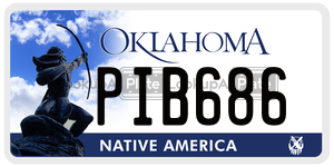 PIB686  license plate in OK
